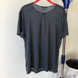 John Varvatos designer t-shirt. Half button-up